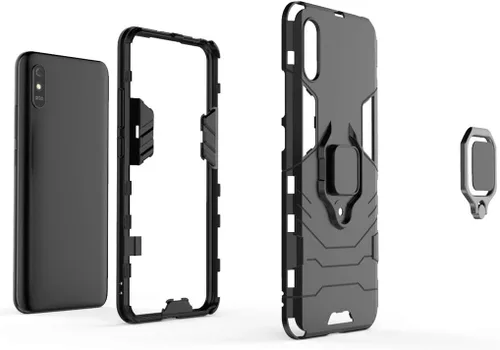 Vista 4 de LuluMain - Funda compatible con Xiaomi Mi Redmi 9A, Redmi 9AT, soporte de anillo de metal a prueba de golpes