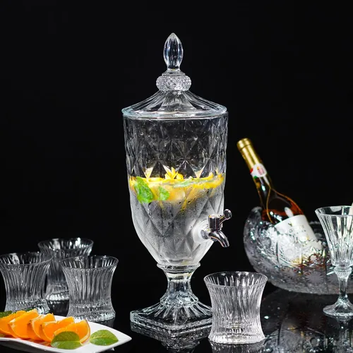 Vista 5 de Dispensador de bebidas de vidrio de 0.8 galones para fiestas con espita de vidrio dispensador de bebidas heladas con tapa, servidor de bebidas