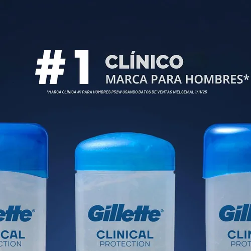 Vista 5 de Gillette Antitranspirante clínico y desodorante para hombres, protección contra el sudor y el olor 72 horas, frescura de larga duración, tecnología