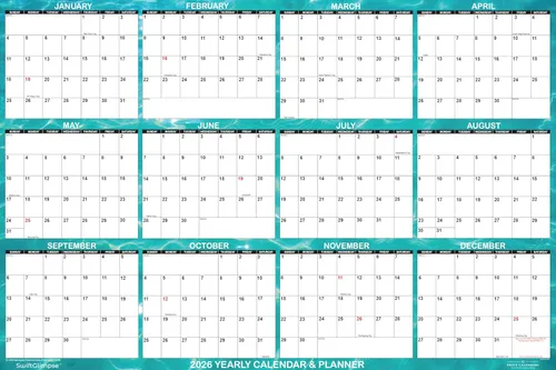 Vista 8 de SwiftGlimpse - Calendario de pared 2024, 24 x 36 pulgadas, serie de diseñador, grande, borrable, planificador de pared anual (bambú)