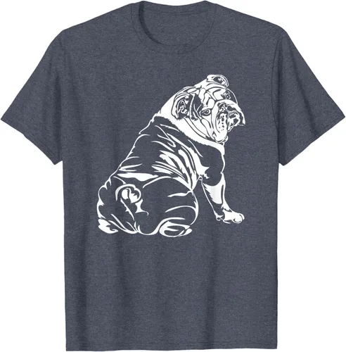 Vista 102 de Gracioso Bulldog Inglés playera perro Hund playera regalo, Azul (Heather blue)