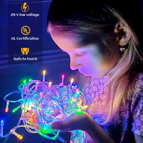 Vista 6 de Luces de carámbano, luces de Navidad de 33 pies con 400 LED, 75 caídas, 8 modos, enchufable e impermeable, para festividades, boda, fiesta, hogar