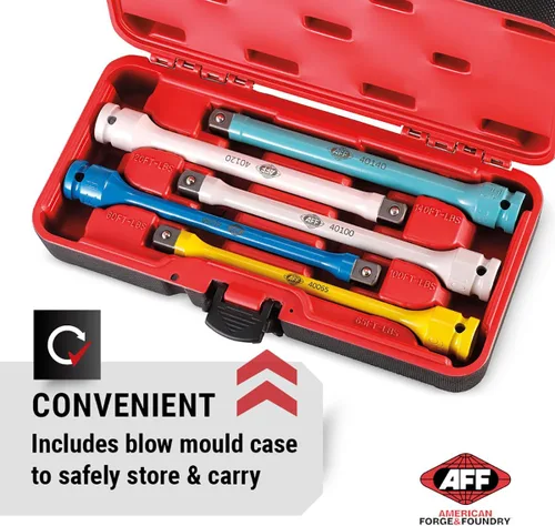 Vista 4 de AFF Kit de extensión de limitación de par de 5 piezas con estuche de transporte, 65-140 pies/libras, unidad de 1/2 pulgada, 40012