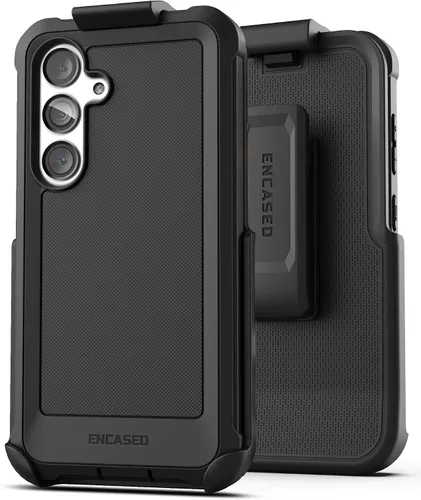 Vista 8 de Falcon Series ENCASED Belt - Funda protectora para Samsung Galaxy S24, con protector de pantalla de vidrio templado y clip de funda (negro)