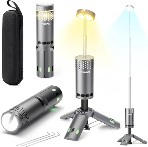 Vista 10 de Luces de Camping Recargables, Linterna de Camping Desmontable con Soporte, Lámpara de Campamento Telescópica Impermeable, Luz de Trabajo Magnética