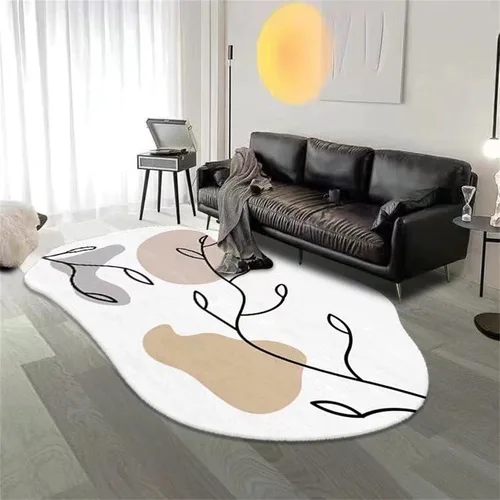Vista 11 de Alfombra irregular, color gris y blanco, de 3 x 5 pies, no desprende pelusa, moderna, abstracta, simple, adecuada para sala de estar, dormitorio