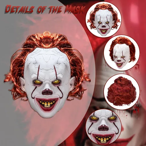 Vista 3 de Disfraz de payaso para adultos, disfraz de payaso para Halloween, disfraz de payaso aterrador para adolescentes, juego de rol para hombres y mujeres