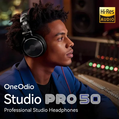 Vista 2 de OneOdio Hi-Res Auriculares de sobreoído para monitorización y mezcla en estudio, aislamiento de sonido, almohadillas de piel de proteína, unidad