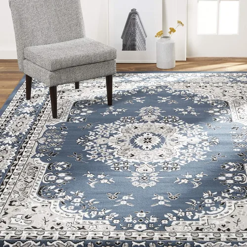 Vista 13 de Home Dynamix Premium Sakarya - Alfombra tradicional con borde de medallón, color azul campo, 9 pies 2 pulgadas x 12 pies 5 pulgadas, rectangular