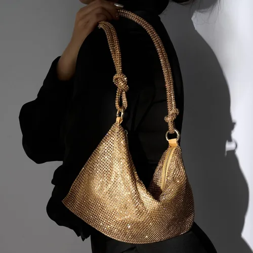 Vista 4 de SWEETV Sparkly Rhinestone Purse for Women Silver Clutch Purse Small Glitter Handbags for Weddings, Prom,and Parties