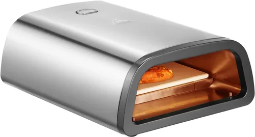 Vista 9 de VEVOR Horno eléctrico de pizza de 12 pulgadas, máquina para hacer pizza de acero inoxidable con piedra para pizza y espátula, calienta hasta 850 °F