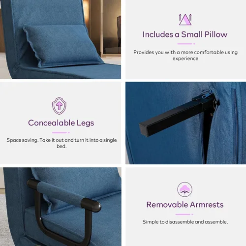 Vista 8 de TYBOATLE Silla de dormir, sillas plegables para adultos (azul celeste)