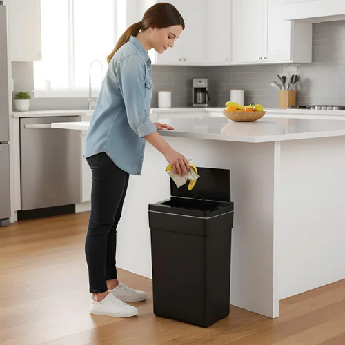 Vista 6 de PayLessHere Basurero de 13 galones / 50 L con tapa, cubo de basura de plástico para cocina, basurero automático sin tacto con sensor de movimiento