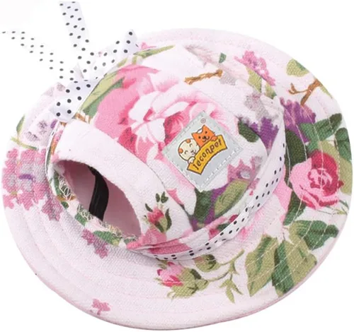 Vista 9 de Leconpet Sombrero de princesa para mascotas, gorras para perro con correa para el cuello, ajustables y cómodos agujeros para las orejas para perros