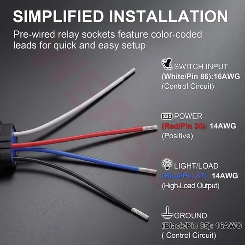 Vista 3 de Paquete de 2 relés impermeables SPST de 12 V 40 A de 4 pines y kit