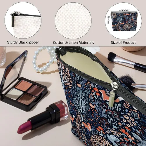 Vista 5 de jeilink Linda bolsa de maquillaje divertida con diseño floral de animales para amantes, mujeres, niñas, hijas, enfermeras, compañeras de trabajo