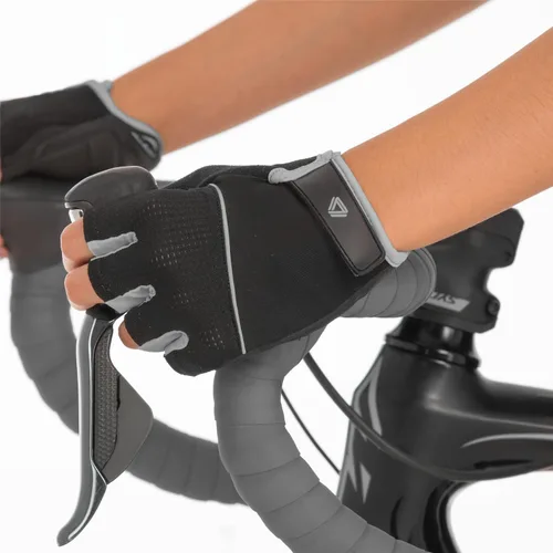Vista 5 de GW Bicycles - Guantes de ciclismo Guantes de bicicleta de medio dedo para hombres y mujeres con cuero sintético en la palma