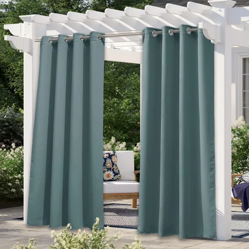 Vista 33 de NICETOWN Cortina para Exteriores para Patio Impermeable de 84 Pulgadas de Ancho, Aislamiento Térmico con Ojales Antioxidantes Bloqueo UV Cortina