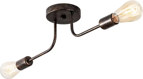 Vista 16 de 2 lámparas de techo industriales semiempotradas con ramificación de metal ajustable, soporte E26, pintado en negro, para cocina, sala de estar