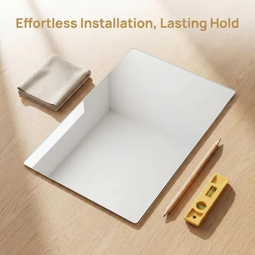 Vista 4 de iCAGY Lámina de espejo autoadhesiva de acrílico para pared, plástico sin vidrio, azulejos de espejo de seguridad para niños, rectángulo de pared, 6