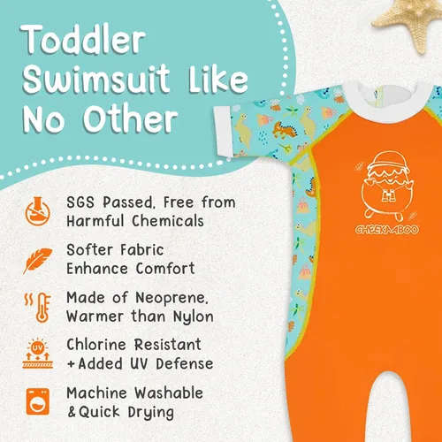 Vista 5 de Cheekaaboo Warmiebabes - Traje de baño térmico para bebés y niños pequeños, hecho con neopreno UPF50+, trajes de baño ajustados para niños