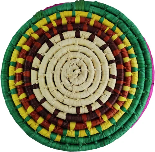 Vista 4 de Calentador de cesta de tortilla de palma tejida a mano, hecho en México, pequeño verde