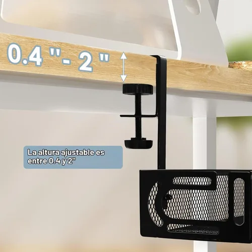 Vista 4 de Bandeja de gestión de cables para debajo del escritorio, gestión de cables debajo del escritorio sin taladro, bandeja de gestión de cables con Negro