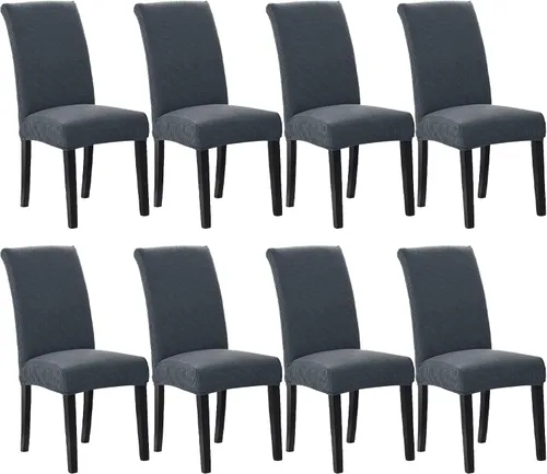 Vista 35 de Juego de 2 fundas para sillas de comedor, fundas elásticas para sillas de comedor, fundas para sillas de cocina de jacquard texturizadas, decoración