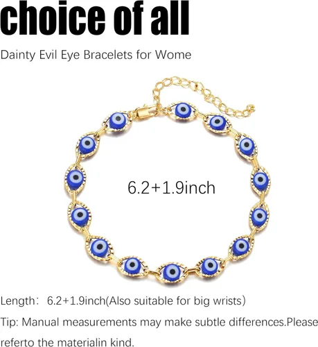 Vista 4 de Evil Eye Bracelets Blue Eye Ojo Hamsa Jewelry Dainty Gold Link Bracelets for Women Lucky Turkish Protection Trendy Birthday Jewelry Gifts