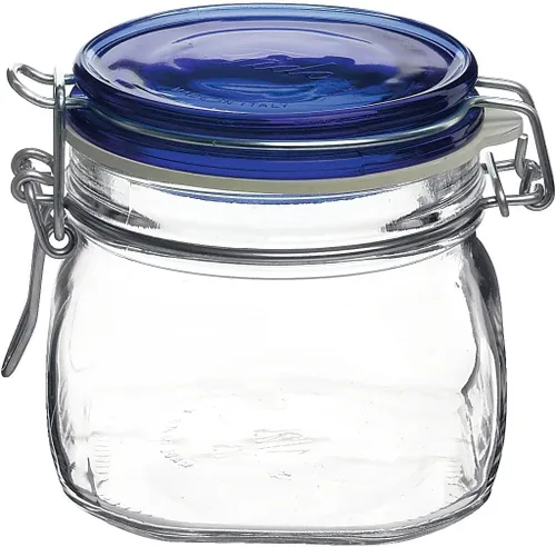 Vista 11 de Bormioli Rocco Fido – Tarro cuadrado con tapa azul, Transparente Azul (Blue Top)
