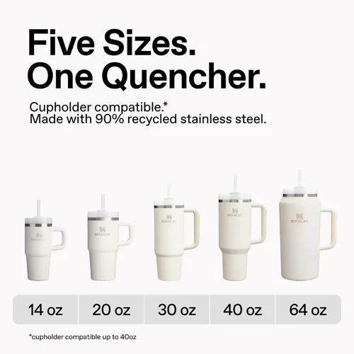 Vista 5 de Stanley Quencher H2.0- Vaso de acero inoxidable con asa, pajilla y tapa FlowState giratoria de 3 posiciones; aislamiento térmico, sin BPA; apto