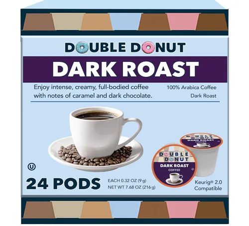 Vista 142 de Double Donut Coffee Cápsulas de Café Half Caff, Cápsulas de Café de Media Cafeína de Porción Individual para Cafeteras Keurig K Cup, Tostado Medio