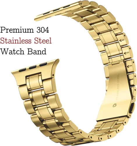 Vista 4 de Compatible con correa y funda de Apple Watch, cadena de metal de acero inoxidable con cubierta de TPU, correa de pulsera Smart-Watch Link