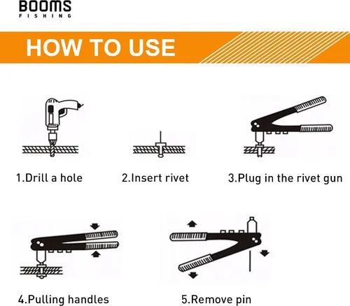 Vista 5 de Booms Fishing MA1 Kayak Pad Eye Tri-Grip Kit de remaches, negro