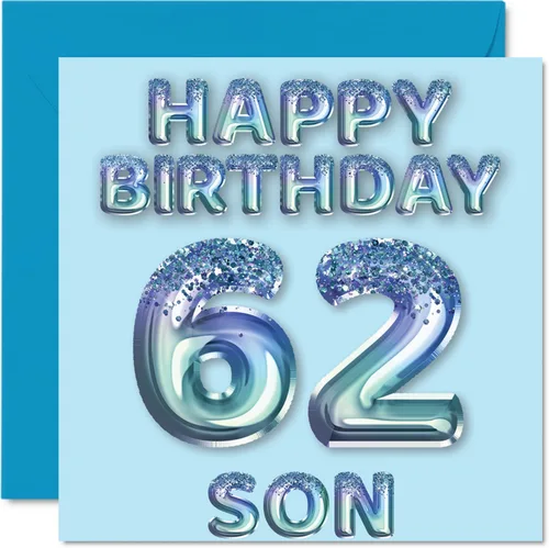 Vista 185 de Stuff4 Tarjeta de primer cumpleaños para niños, globo de fiesta con purpurina azul, tarjetas de feliz cumpleaños para niño de 1 año, nieto, hijo, 57