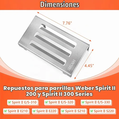 Vista 2 de QuliMetal Deflector de calor de acero inoxidable 304 67060 para Spirit II 200 y Spirit II serie 300, Spirit ii e-210, e-310 modelos años 2017