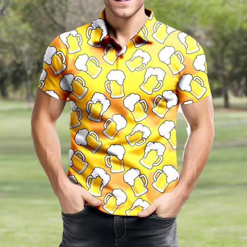 Vista 75 de Camisa de golf de los años 80 para hombre, ajuste seco, manga corta, estampada, divertidas, camisas de golf de los años 90 para hombre