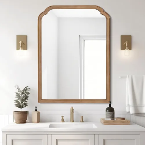 Vista 40 de Espejos de Baño de Madera para Montar en la Pared, 16" x 20" Marco de Madera Rústica Espejos de Pared Decorativos para Sala de Estar o Dormitorio