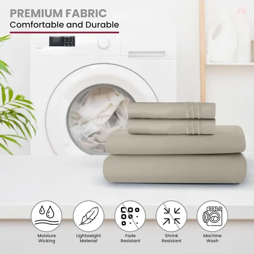 Vista 132 de LUX Décor - Juego de sábanas Twin de microfibra ultrasuave de 3 piezas con sábana encimera, sábana bajera de 16 pulgadas de profundidad y funda