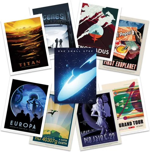 Vista 7 de Póster de la NASA Space Grand Tour Travel Exploration Exoplanet Art Print Decoración para el hogar, paquete de 17 – incluye impresión personalizada