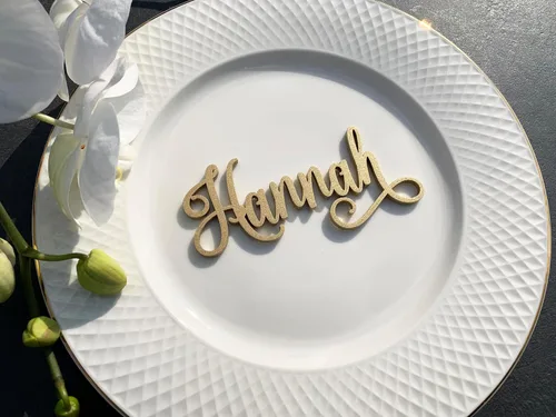 Vista 7 de Tarjetas de lugar de boda Tarjetas de nombre de lugar personalizadas Tarjeta de lugar de cena personalizada Tarjeta de acompañante de madera