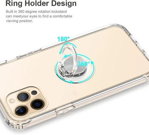 Vista 2 de Funda protectora resistente de cuerpo completo de 360° con protector de pantalla y soporte de anillo para iPhone 12 Pro Max (6.7 pulgadas)