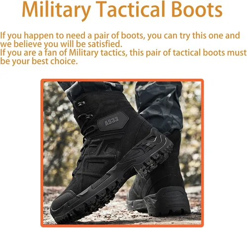 Vista 5 de Kervaky Botas tácticas para hombre, botas militares, botas de trabajo, botas de desierto, botas duraderas, botas de senderismo, botas de combate