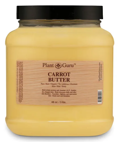 Vista 4 de Mantequilla de zanahoria 4 oz. 100% pura cruda fresca natural prensada en frío. Hidratante para la piel, cuerpo y cabello, cremas de bricolaje