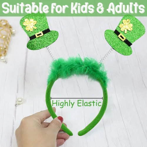 Vista 5 de BOLZRA 8 diademas y lentes de sol de trébol para el día de San Patricio, accesorios para lentes de trébol para el día de San Patricio, suministros