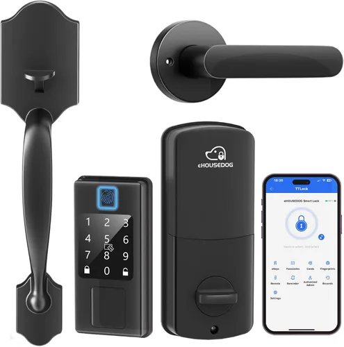 Vista 12 de EHD-SF01, cerradura inteligente de huellas dactilares, cerradura de puerta de entrada sin llave, cerradura de teclado con pantalla táctil, cerradura