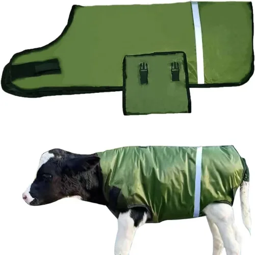 Vista 7 de Manta de pantorrilla, ropa cálida para pantorrillas, abrigo protector de pantorrillas, manta de cabra de oveja, para mantener a las vacas, cabras