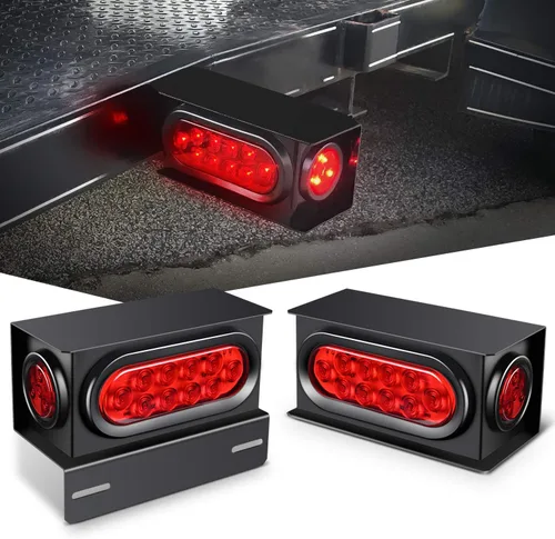 Vista 11 de Nilight juego de 2 cajas de luz para remolque de acero, kit de carcasas con 3 luces LED para placa de matrícula, luces de cola ovaladas de 6