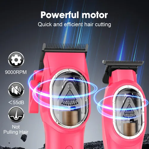 Vista 6 de KEMEI KM-8502 - Juego de cortapelos y recortadora de pelo profesional inalámbrica para hombres, kit de corte de pelo eléctrico de peluquería de 9000