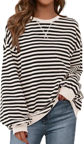 Vista 17 de BTFBM Sudadera de gran tamaño para mujer 2026 otoño Azul Beige Blanco